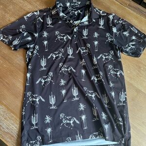 Bad Birdie Black and White Patterned Polo Shirt